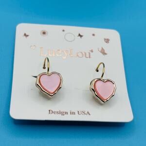 LucyLou Pink and Gold Heart Earrings